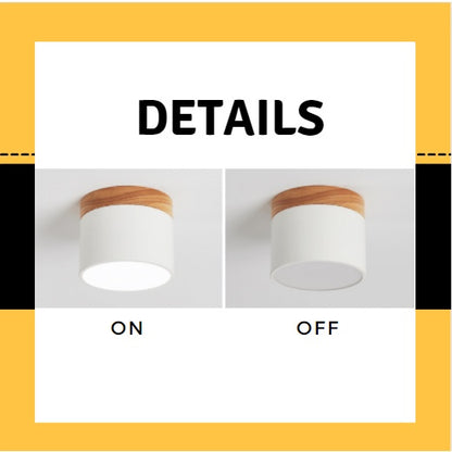 4HOME SINGAPORE 7W Nordic LED Surface Downlight Spotlight Black White Grey with Wood - 4HOME