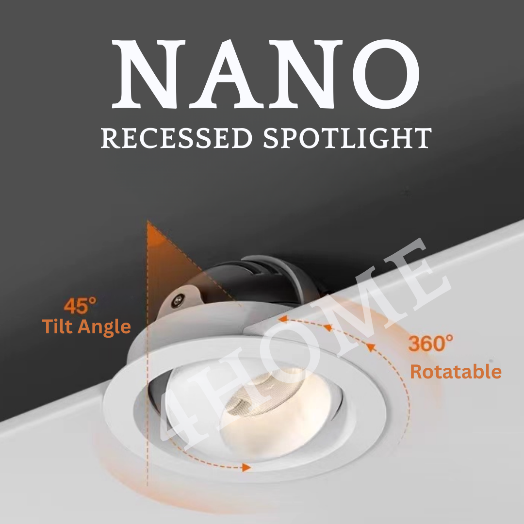 Nano Recessed LED Spotlight 7W 4000K | 360° Rotatable 45° Adjustable Tilt | Premium Downlight Ceiling Light