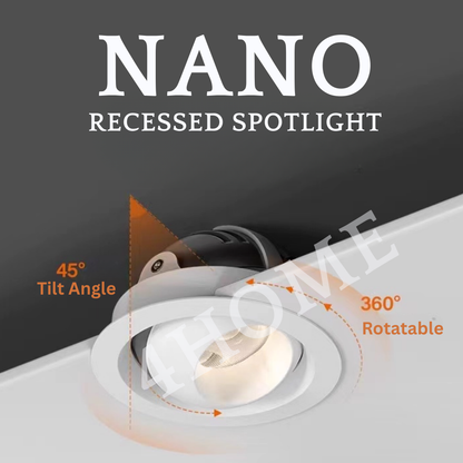 Nano Recessed LED Spotlight 7W 4000K | 360° Rotatable 45° Adjustable Tilt | Premium Downlight Ceiling Light