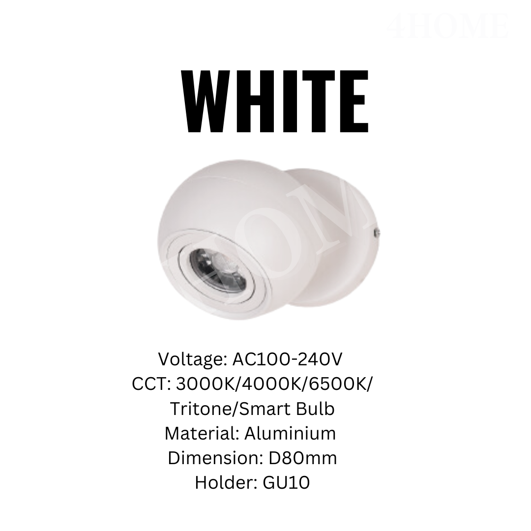 Spherical Ball Globe GU10 Spotlight Wall Light Bedside Ceiling Mount 4HOME SINGAPORE - 4HOME