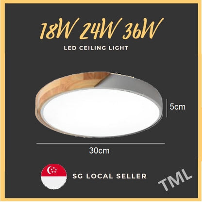 4HOME SINGAPORE 18W 24W 36W Nordic Ceiling Light LED Black Green White Wood Frame - 4HOME