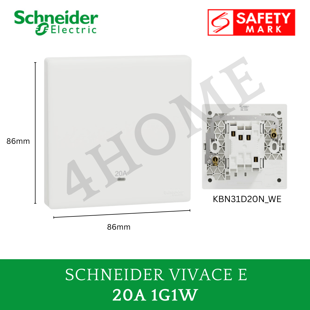 Schneider Vivace E White Switch Socket – Modern Minimalist Design Frameless Glossy White