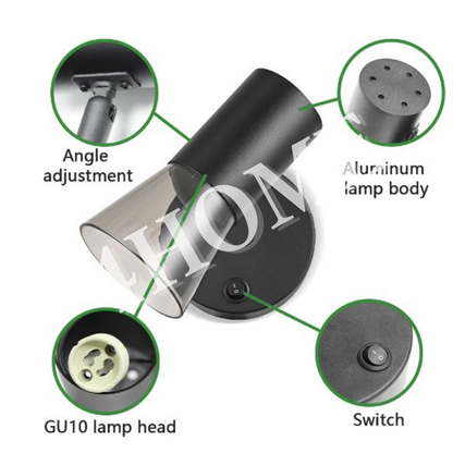 Premium GU10 Wall Light with ON OFF Switch Dark Wood Light Wood Black White 4HOME SINGAPORE - 4HOME