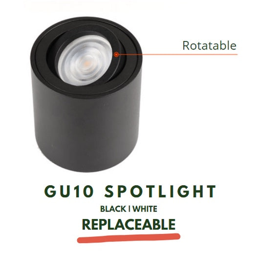 Premium LED GU10 Adjustable Spotlight Cylindrical Black White Replaceable GU10 Rotatable 4HOME SINGAPORE - 4HOME