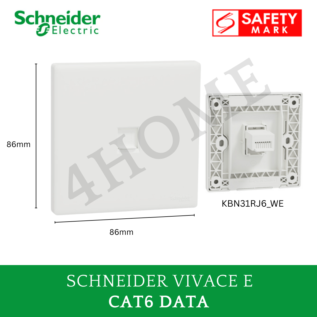 Schneider Vivace E White Switch Socket – Modern Minimalist Design Frameless Glossy White