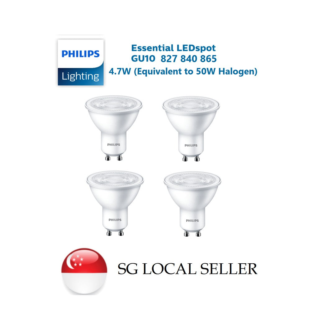 [Bundle Set] PHILIPS ESSENTIAL LEDspot GU10 4.7W 827 840 865 4HOME SINGAPORE - 4HOME