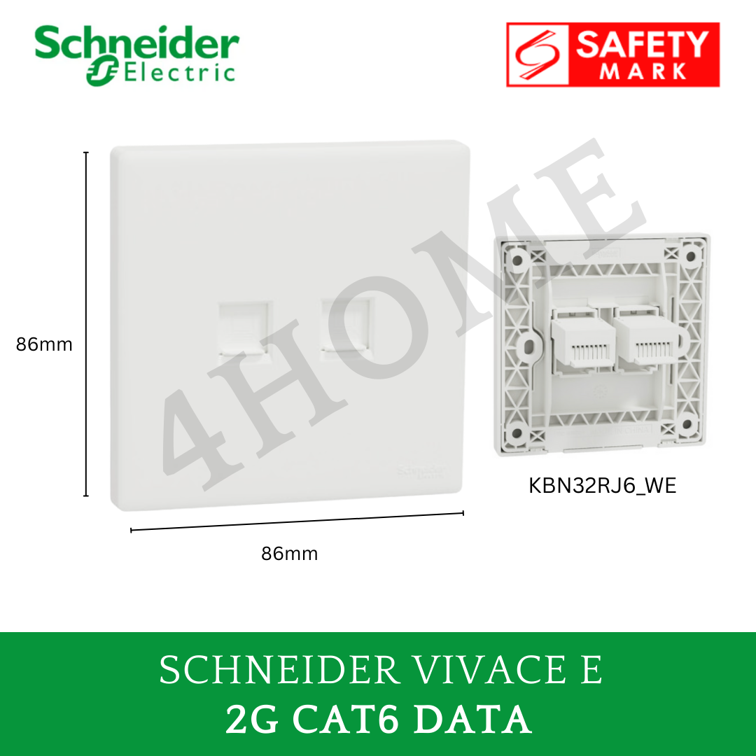 Schneider Vivace E White Switch Socket – Modern Minimalist Design Frameless Glossy White