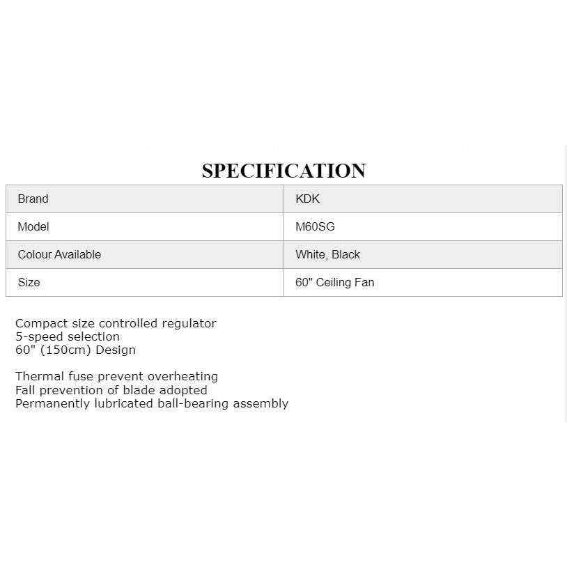 KDK M60SG Ceiling Fan 4HOME SINGAPORE - 4HOME