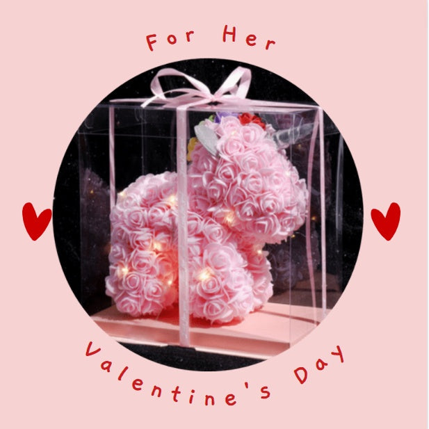 Floral Rose Gift Box with Fairy Light + Lavender Candle Gift Set for Girlfriend Birthday Wife Mother Mum Romantic 4HOME SINGAPORE - 4HOME