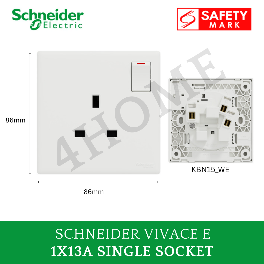 Schneider Vivace E White Switch Socket – Modern Minimalist Design Frameless Glossy White