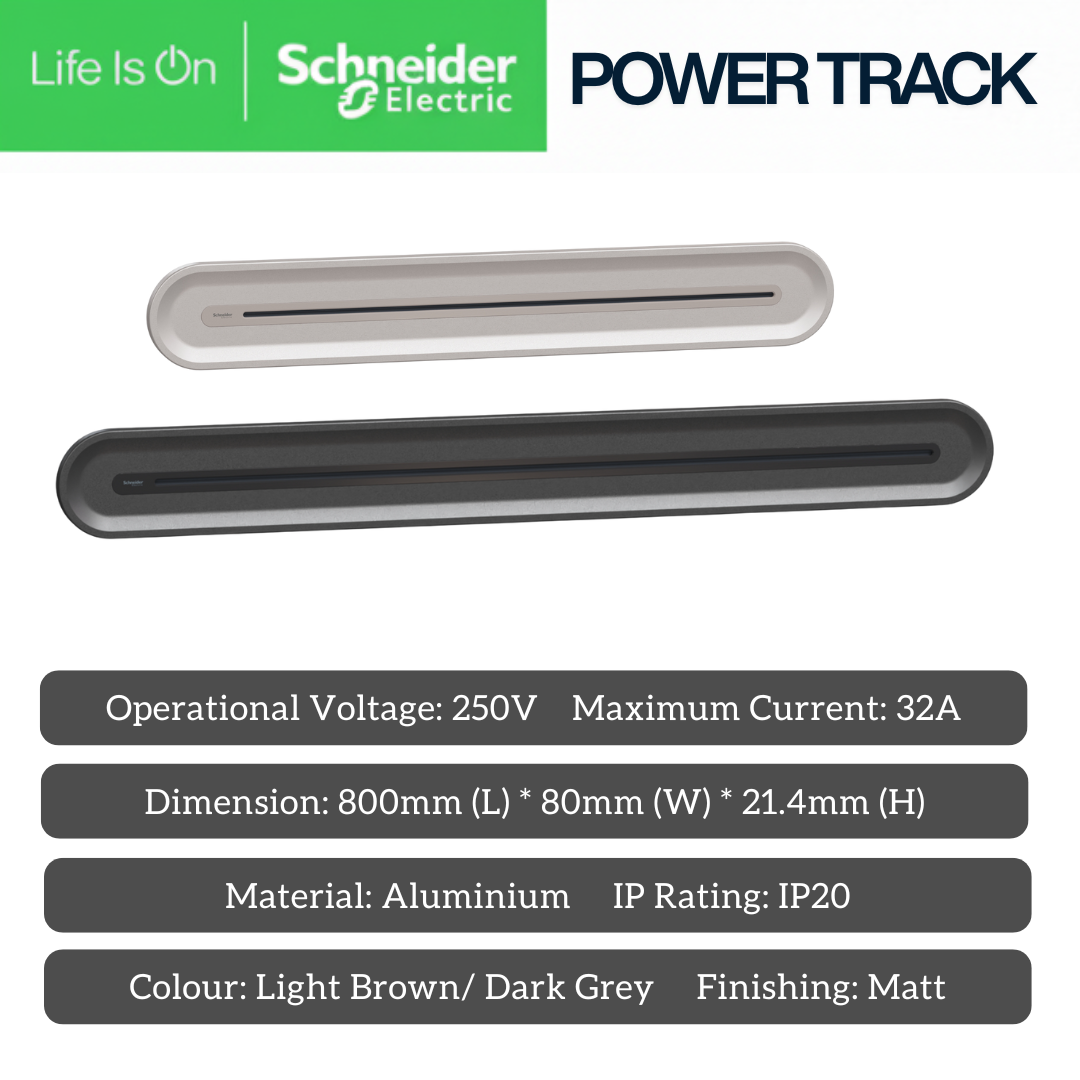 Schneider Power Track System – Modular Power Rail with Socket & USB Modules for Home, Office & Commercial Use
