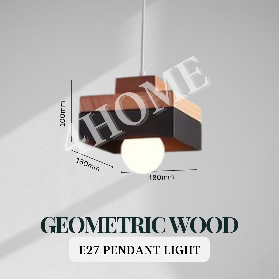 Premium Japanese Style Light Wood Scandinavian E27 Pendant Light Geometric 4HOME SINGAPORE - 4HOME