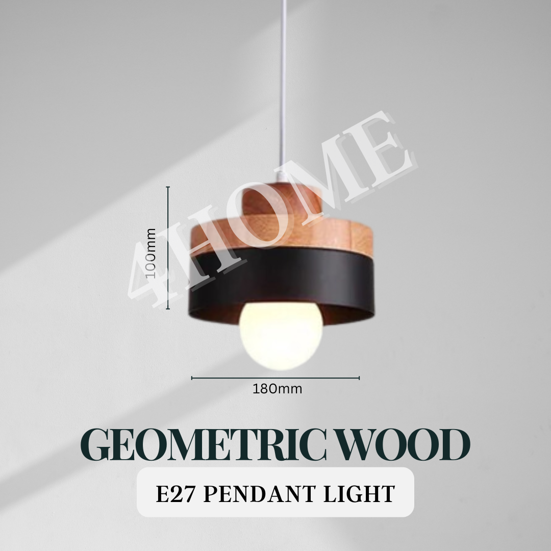 Premium Japanese Style Light Wood Scandinavian E27 Pendant Light Geometric 4HOME SINGAPORE - 4HOME