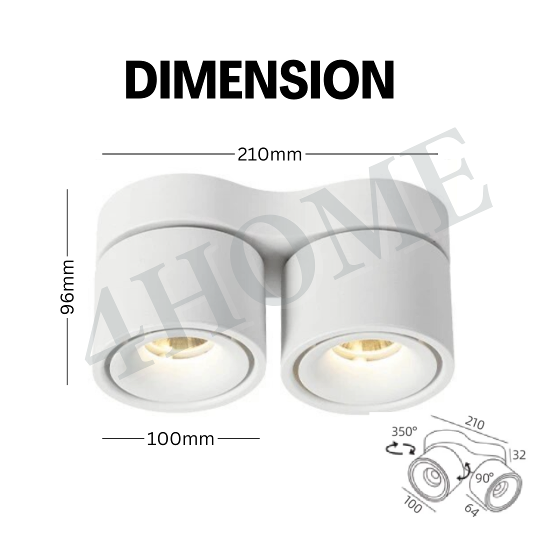 Premium White Black Single Head Double Head Halo Cylindrical Spotlight Surface Mounted Downlight 4HOME SINGAPORE - 4HOME