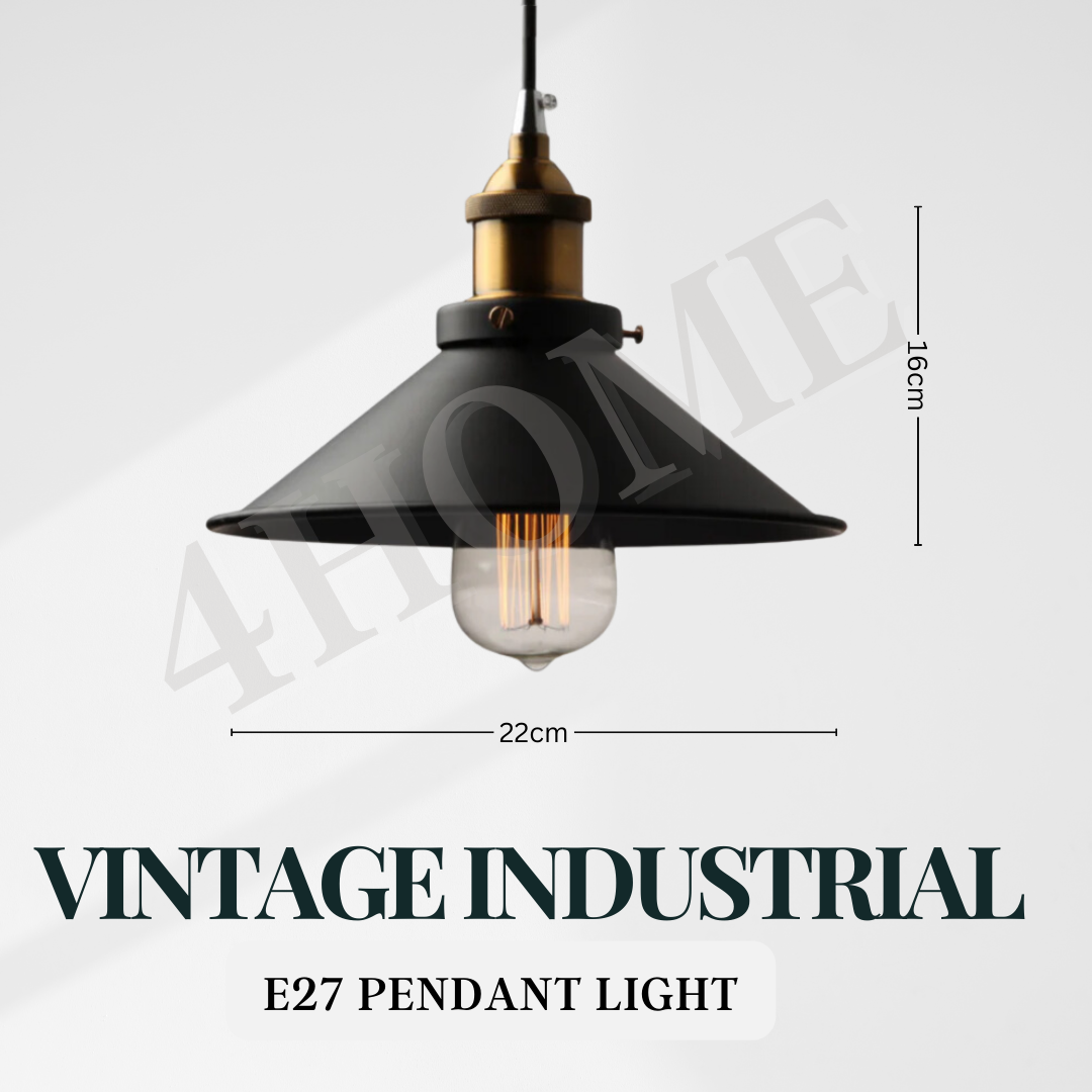 Premium Vintage Industrial Pendant Light E27 Edison Bulb Bedside Island Dining Cafe 4HOME SINGAPORE - 4HOME