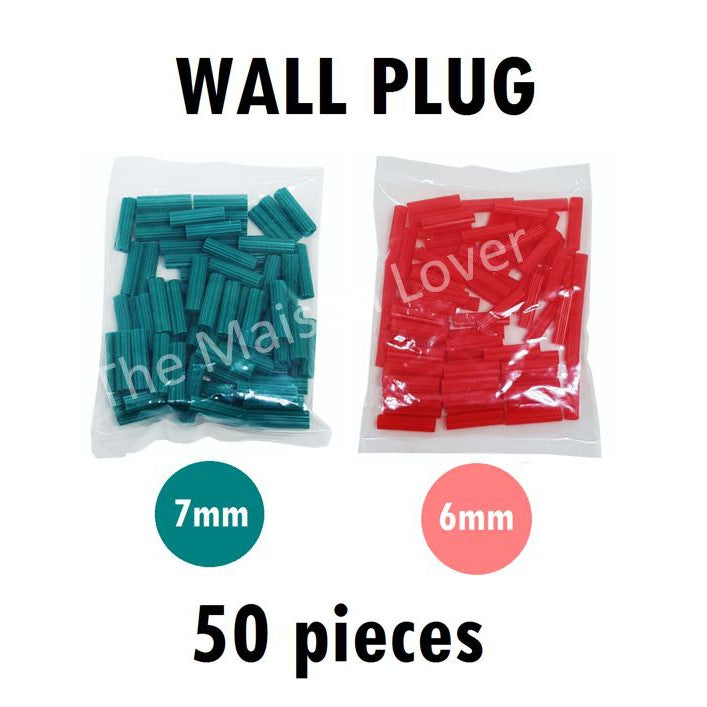 50pieces Nylon Wall Plug 6mm 7mm Red Green 4HOME SINGAPORE - 4HOME