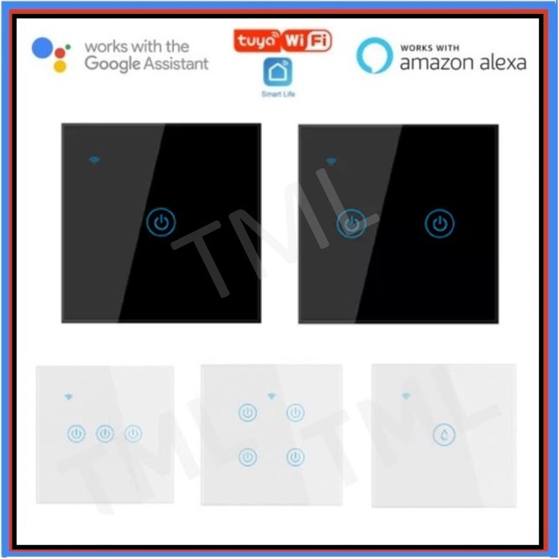 [SG Stock] 4HOME SINGAPORE WIFI Smart Switch Wifi Switch No Neutral White Black Google Home Amazon Alexa 1 2 3 4 Gang Heater 20A - 4HOME