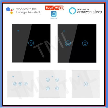 [SG Stock] 4HOME SINGAPORE WIFI Smart Switch Wifi Switch No Neutral White Black Google Home Amazon Alexa 1 2 3 4 Gang Heater 20A - 4HOME