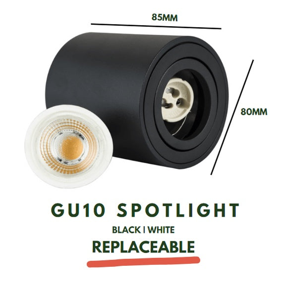 Premium LED GU10 Adjustable Spotlight Cylindrical Black White Replaceable GU10 Rotatable 4HOME SINGAPORE - 4HOME