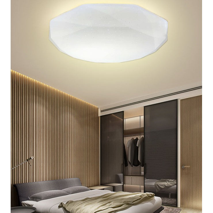 4HOME SINGAPORE Minimal LED Ceiling Light Glittering Star Design 36W Tri-tone Daylight Warm White - 4HOME