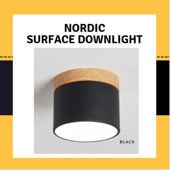 4HOME SINGAPORE 7W Nordic LED Surface Downlight Spotlight Black White Grey with Wood - 4HOME