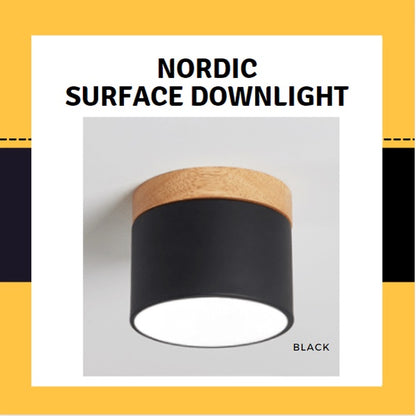 4HOME SINGAPORE 7W Nordic LED Surface Downlight Spotlight Black White Grey with Wood - 4HOME