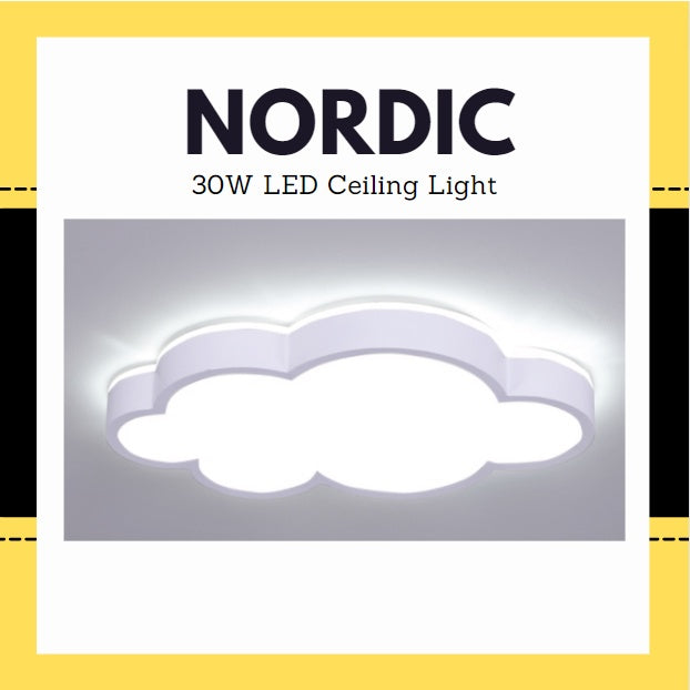 4HOME SINGAPORE 30W Nordic LED Ceiling Light Cloud Design- Daylight Kids Children Room - 4HOME