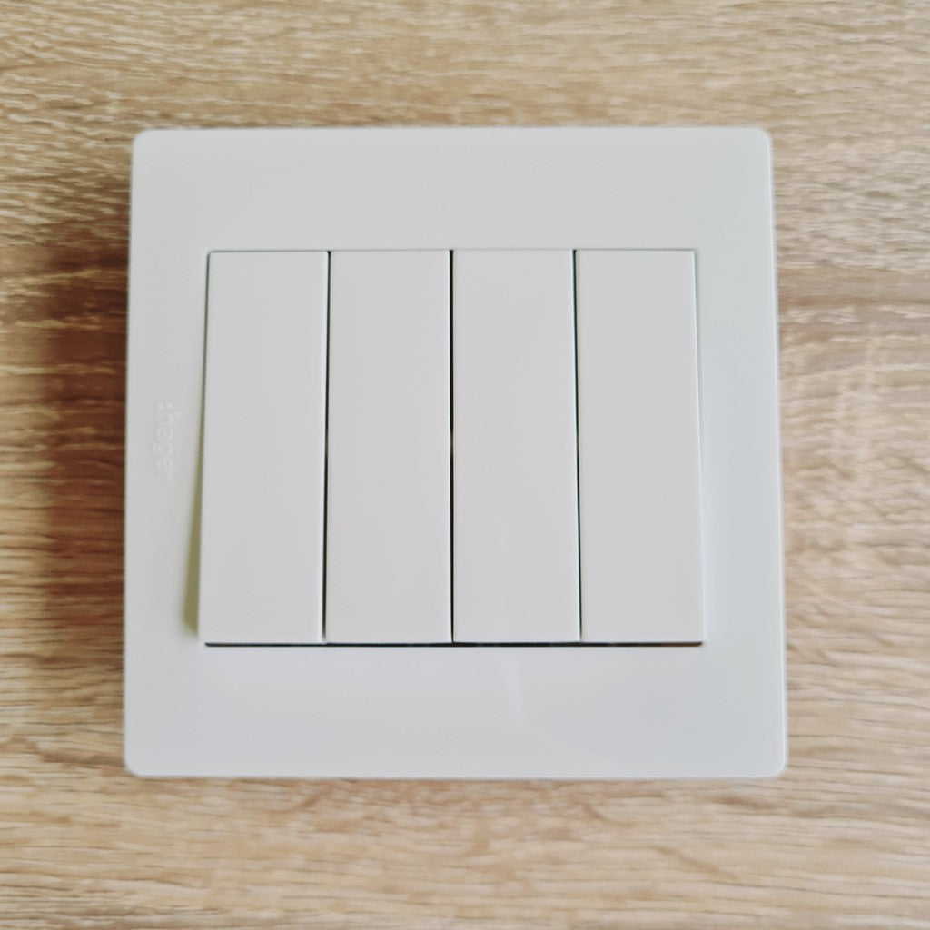 Hager 4Gang 4G 4G1W 4G2W Quadruple Wall Switch White 4HOME SINGAPORE - 4HOME