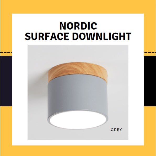 4HOME SINGAPORE 7W Nordic LED Surface Downlight Spotlight Black White Grey with Wood - 4HOME