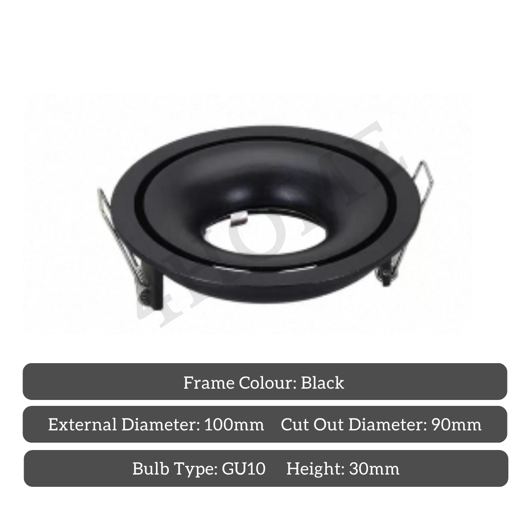 Anti Glare Illuminated Halo Ring Recessed GU10 Spotlight Black