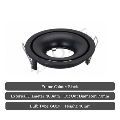 Anti Glare Illuminated Halo Ring Recessed GU10 Spotlight Black
