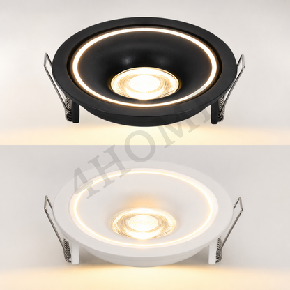 Anti Glare Illuminated Halo Ring Recessed GU10 Spotlight Black White
