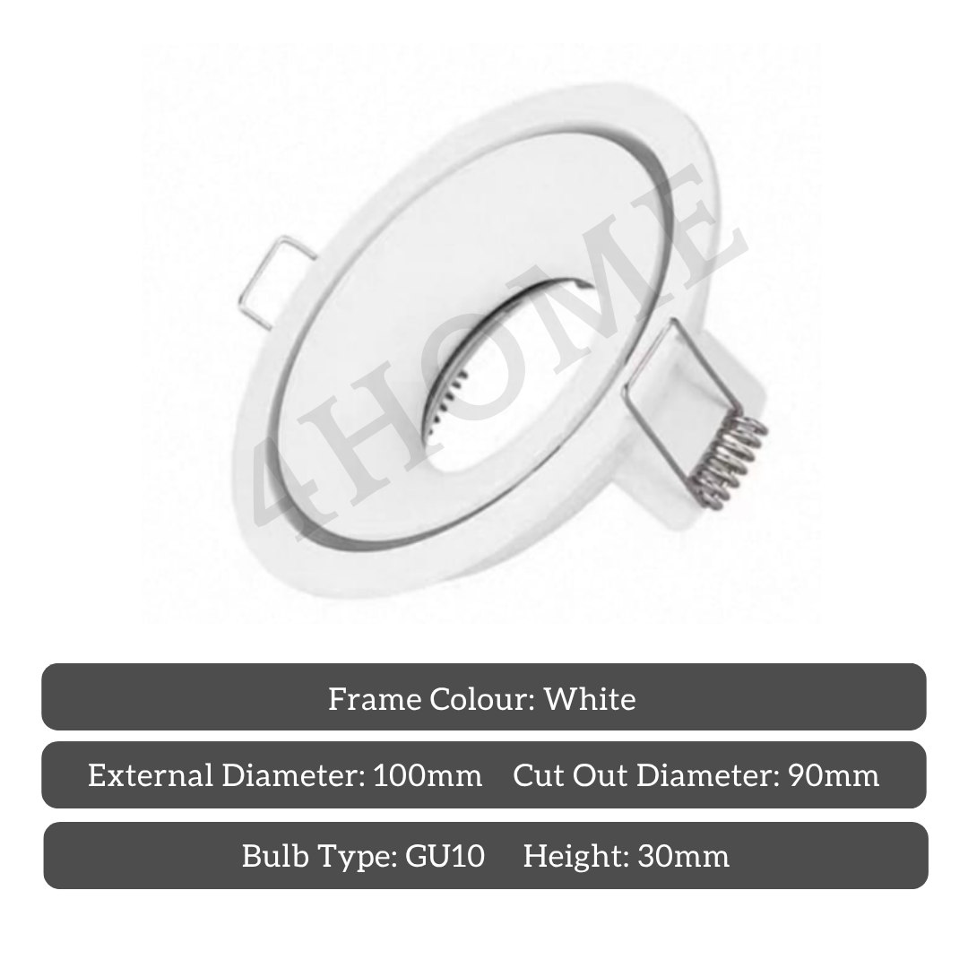 Anti Glare Illuminated Halo Ring Recessed GU10 Spotlight White
