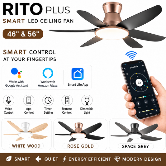 Fanco Rito Plus DC Ceiling Fan with Dimmable 36W LED Light  46” / 56”