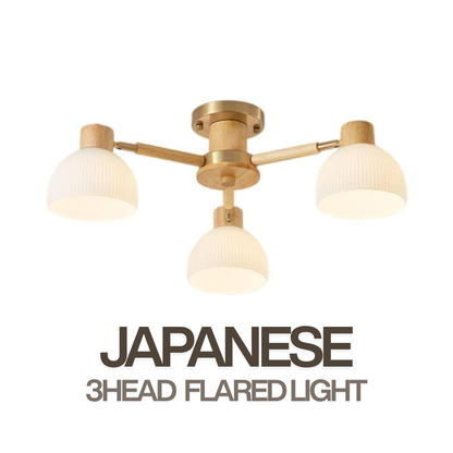 Hikari Modern Japandi 3 Light Ceiling Lamp – Wood & Ceramic Design