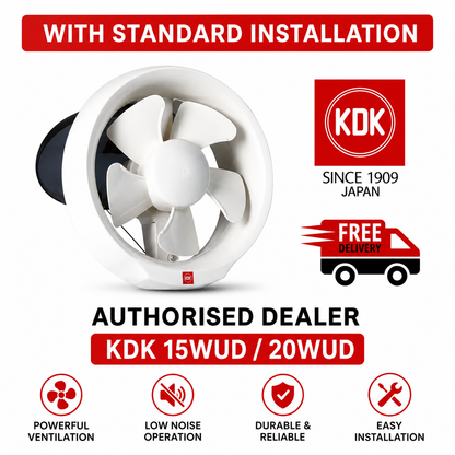 KDK 15WUD / 20WUD Wall Ventilation Fan with Standard Installation
