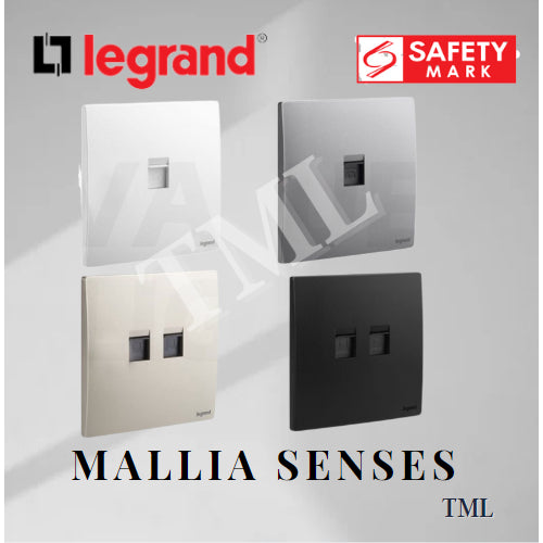 Legrand Mallia Senses CAT6 Data Socket Designer Matt Black Silver Champagne 4HOME SINGAPORE - 4HOME