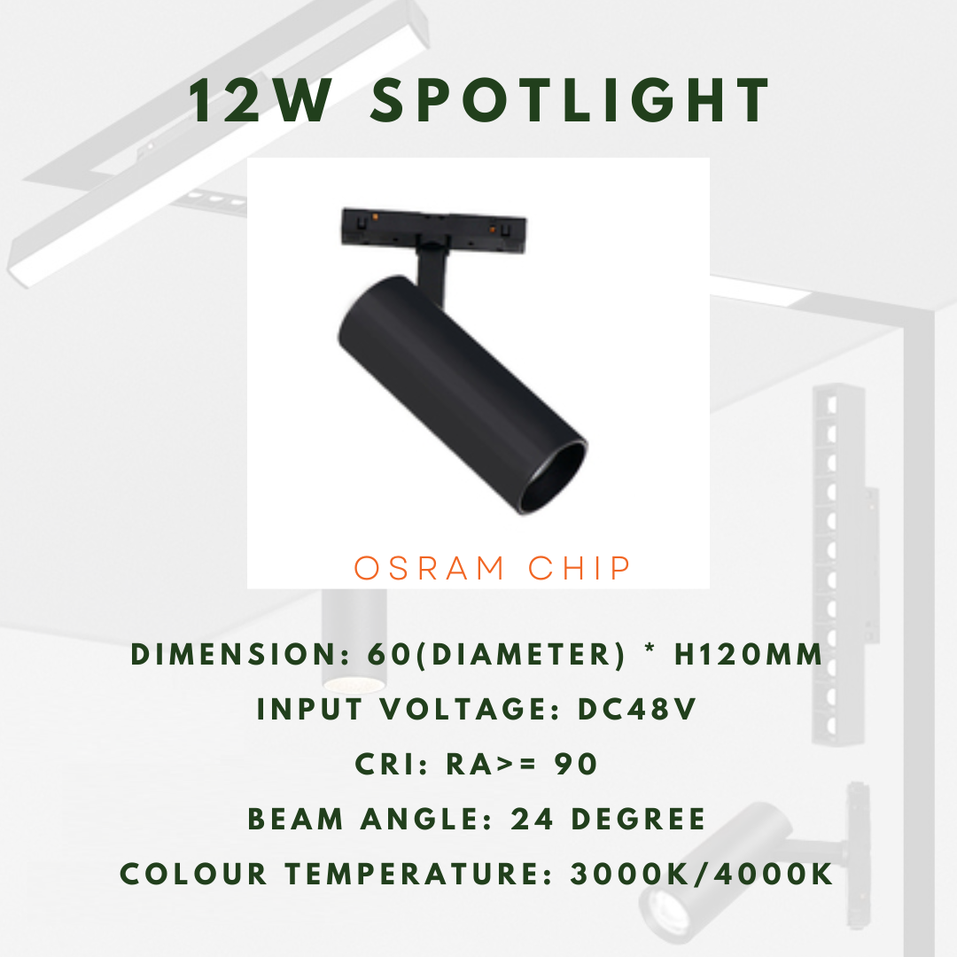 M20 12w track spotlight  48V magnetic track