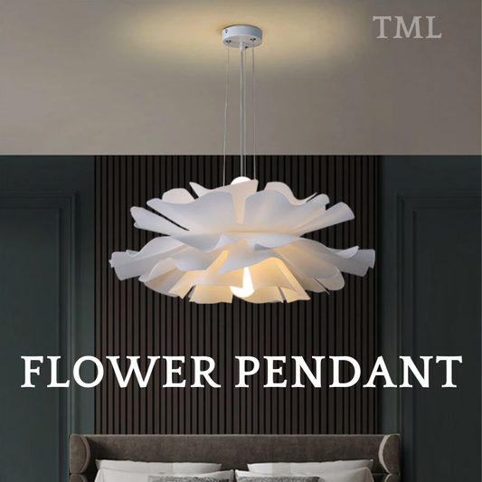 Modern White Flower Pendant Light – Elegant E27 LED Ceiling Hanging Lamp