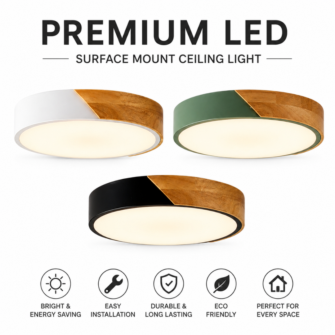 Nordic macaron ceiling light white black green with wood round