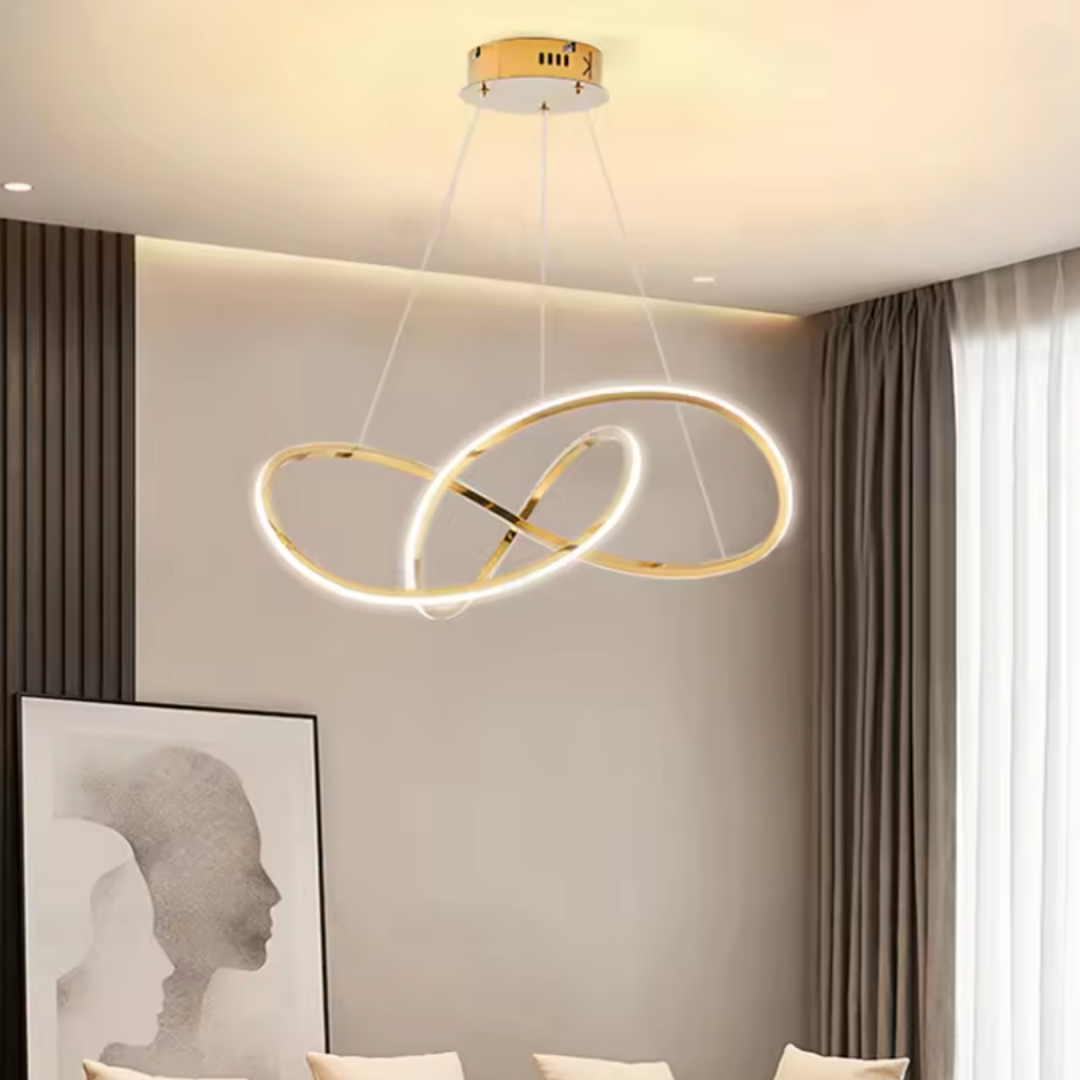 Premium Lux Gold Contemporary Infinity Pendant Light Tritone with Remote Control