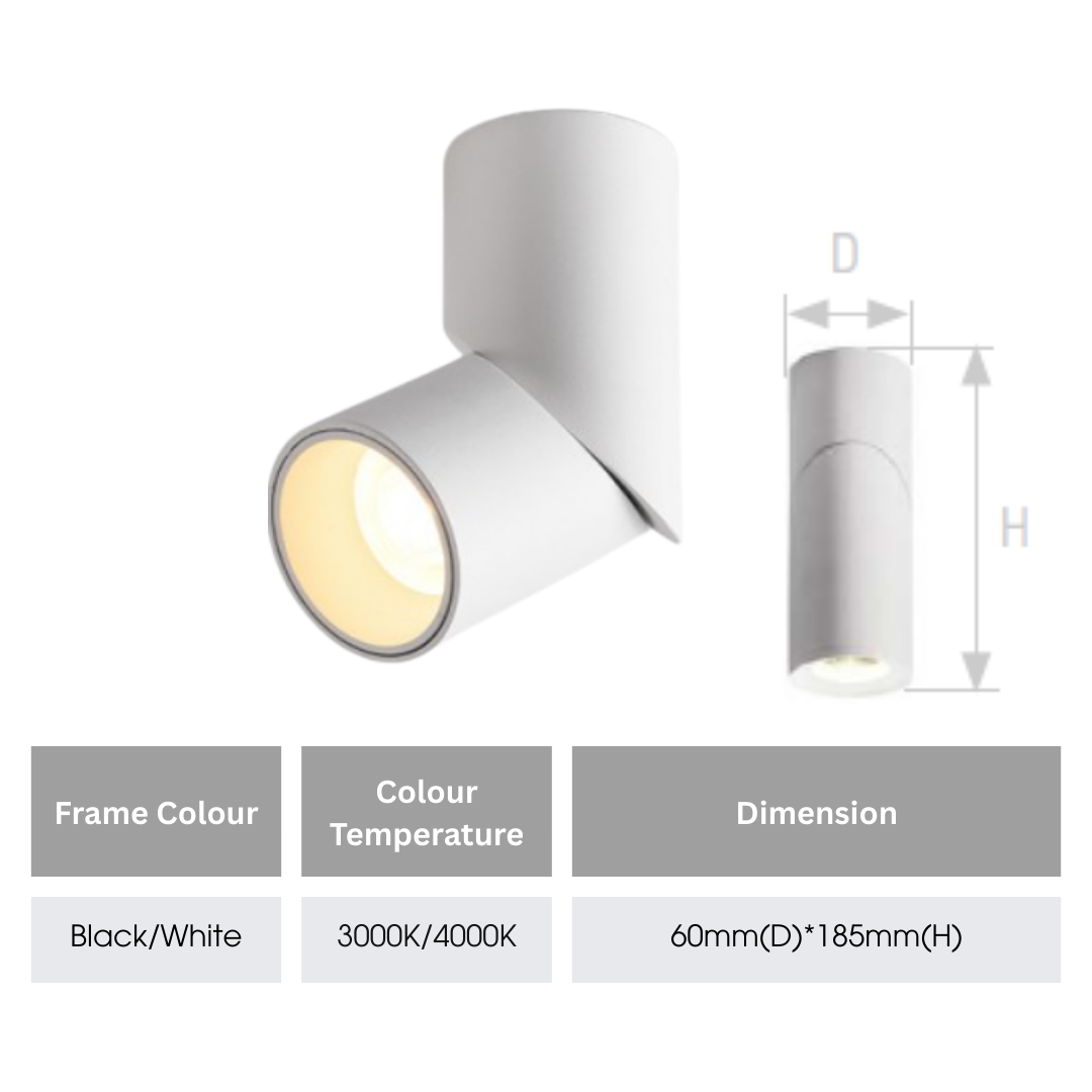 Prism_Adjustable_led_surface_spotlight_7W_Cylindrical_White