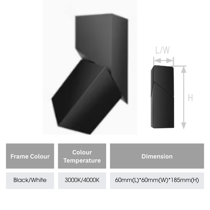 Prism Adjustable led surface spotlight 7W Rectangular Black