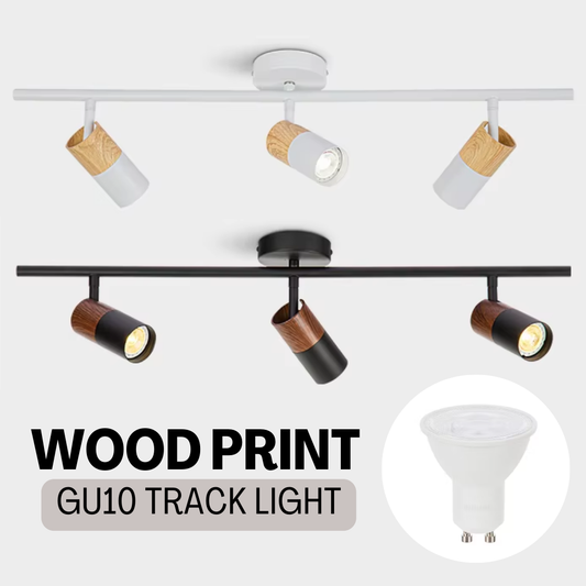 Scandinavian Minimalist Modern Light Wood Dark Wood 3head Track Light - 4HOME