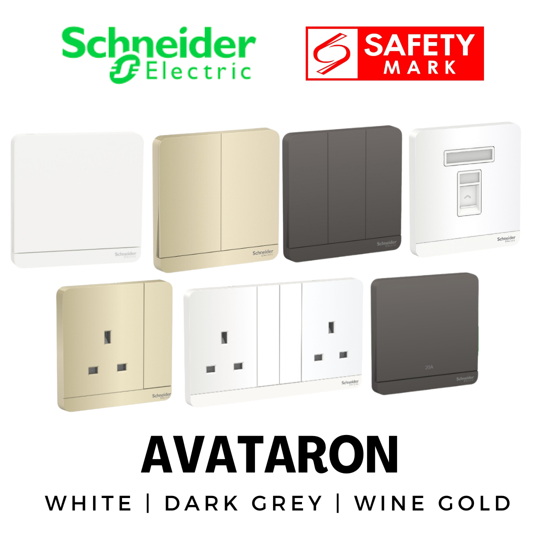 Schneider AvatarOn Frameless Switch & Socket | Dark Grey, Wine Gold, White | Slim Minimalist Wall Plate