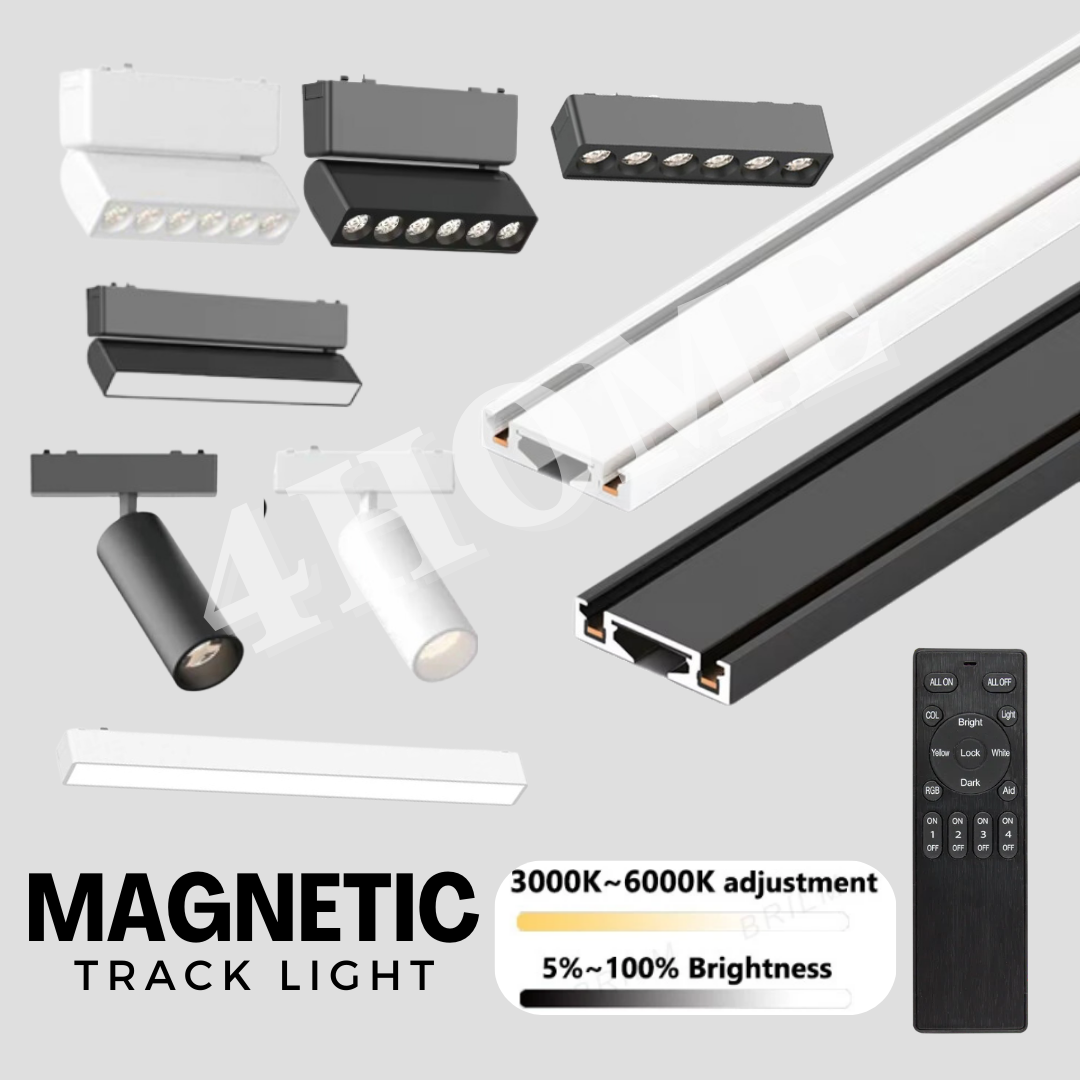 Ultra Slim Magnetic Track Light System Black White TRITONE Dimmable Remote DC 48V