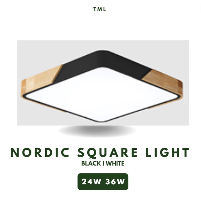 Nordic Square with Wood LED Ceiling Light 24W 36W 4HOME SINGAPORE - 4HOME