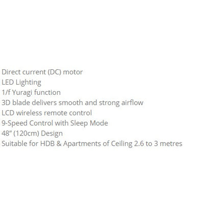 KDK U48FP LED Light DC Ceiling Fan (White/Black) 4HOME SINGAPORE - 4HOME