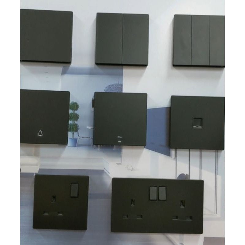 FYM Jovia Matt Black Grey White Frameless Switch Socket 4HOME SINGAPORE - 4HOME