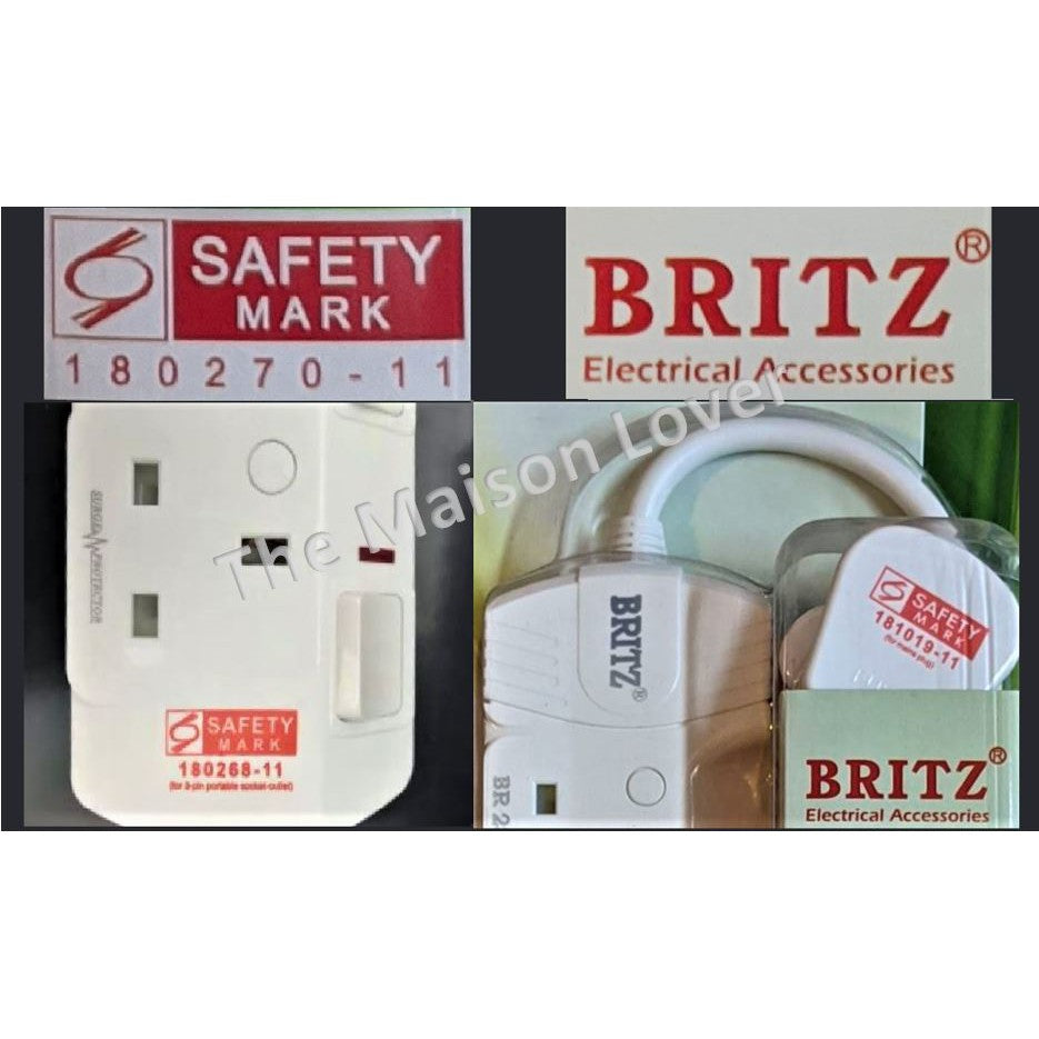 Britz Extension Socket Multi Plug Safety Surge Protector 3 Meter 3m 2Way 3Way 4Way 5Way 6Way 4HOME SINGAPORE - 4HOME